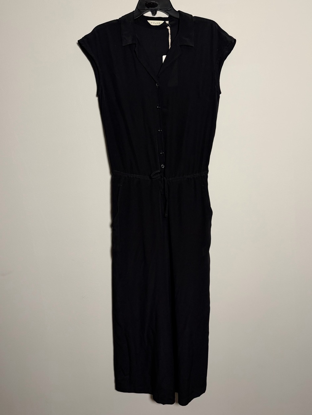 Sheer Black Wide-Leg Jumpsuit with Drawstring Waist - Picture 5 of 5